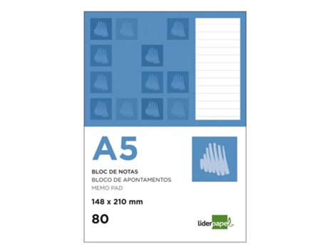 Bloc de Notas LIDERPAPEL 80h 60 g/m² horizontal (A5)