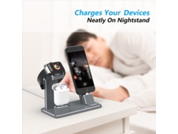 Soporte De Carga 3 En 1 Para Iphone, Apple Watch Y Airpods Con Base De Carga Y Antideslizante.
