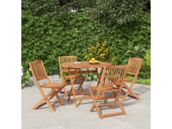 Juego De Comedor De Jardín 5 Piezas Madera Maciza De Acacia