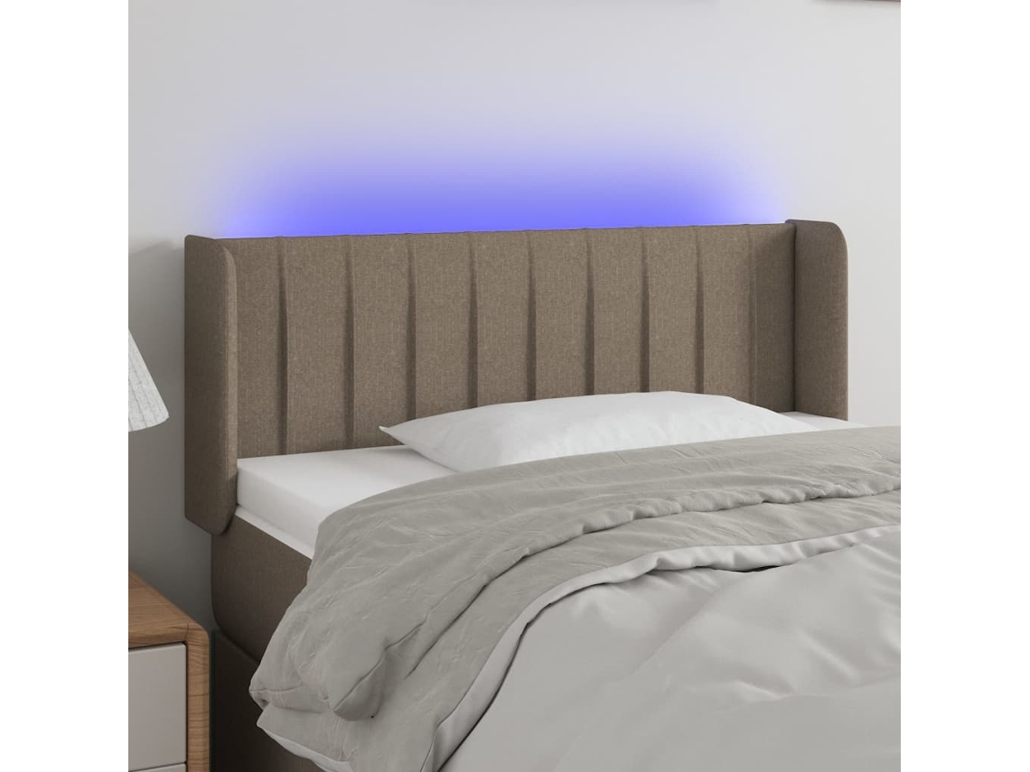 Cabecero Con Led De Tela Gris Taupe 83x16x78/88 Cm