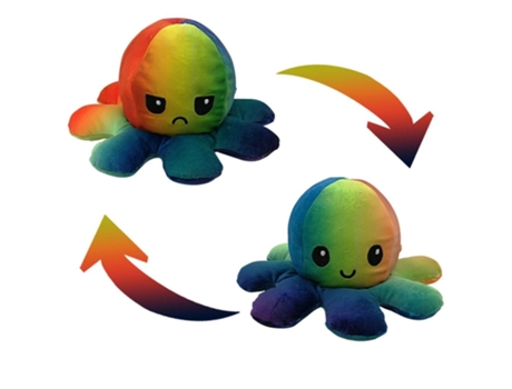 Felpa Plegable de Doble Cara, Adornos Para El Hogar, Juguete de Pulpo Reversible R