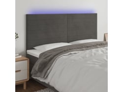 Cabecero Con Luces Led Terciopelo Gris Oscuro 180x5x118/128 Cm