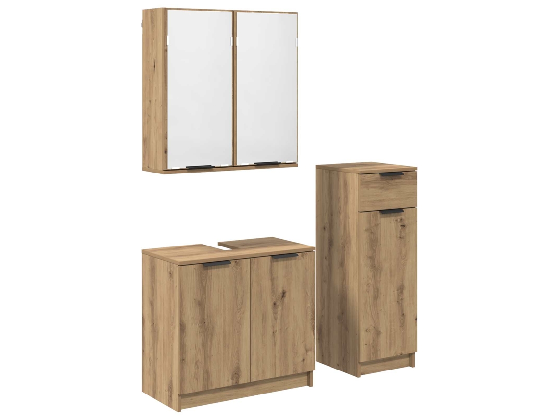 Juego de muebles de baño de roble hechos a mano de 3 piezas