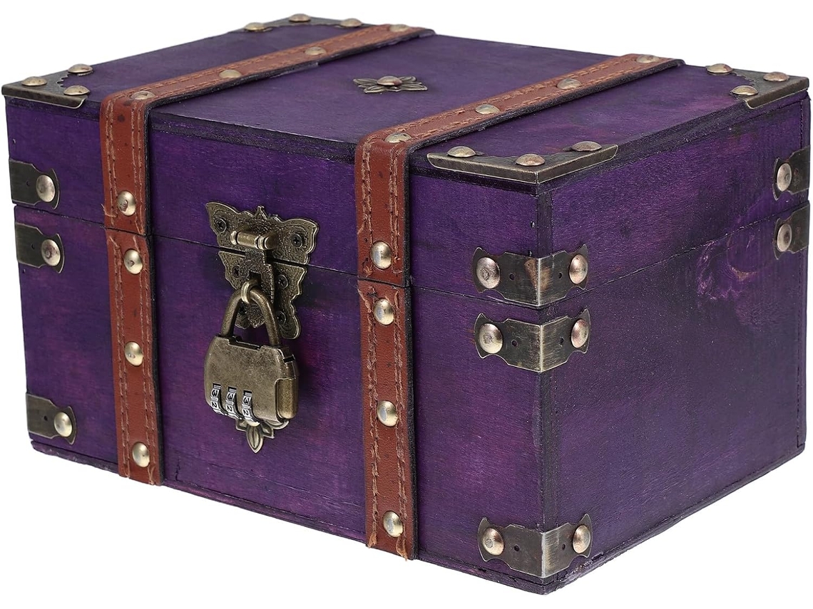 Caja De Joyería De Madera Vintage Nuobesty Con Cerradura, Caja De Almacenamiento Cuadrada Multifuncional.