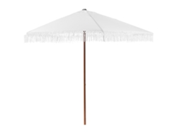 Guarda-sol Com Franjas Para Exterior Beliani Murasa De Tecido Branco 258x258x178
