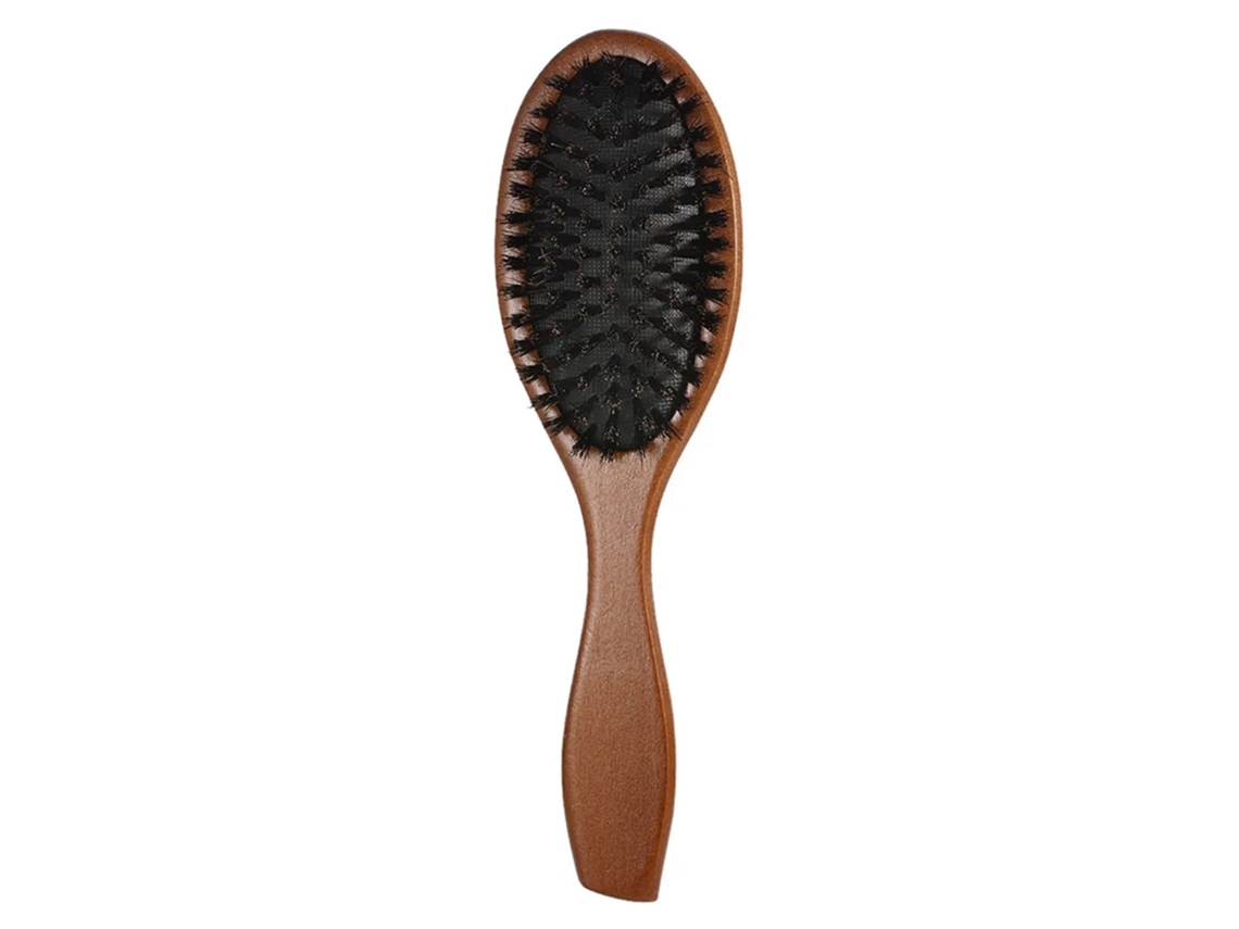 Brocha de afeitar marrón oscuro para hombre con diseño antiestático y mango de madera para afeitar y limpiar.