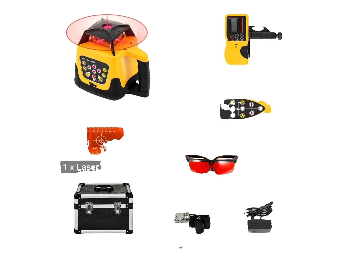Nivelación láser rotativa, rango de medición de 500 m, nivelación automática, haz rojo 1 OEM
