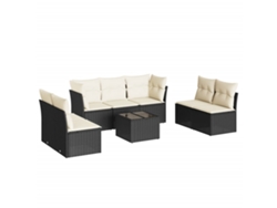 Conjunto de 8 sofás de jardín con cojines de mimbre, color negro, EXCLUSIVA MAISON (8 piezas)