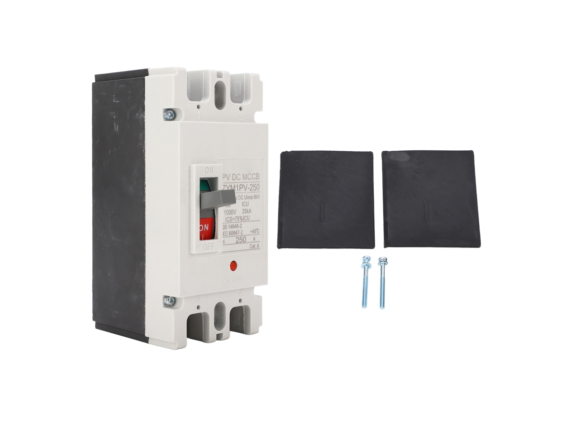2026 Interruptor automático de circuito en carcasa moldeada miniatura, 2 polos, CC, 1000 V, 250 A, protección de 20 kA