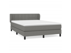 Maison Exclusive - Cama Box Spring Con Colchón Tela Gris Oscuro 140x190 Cm