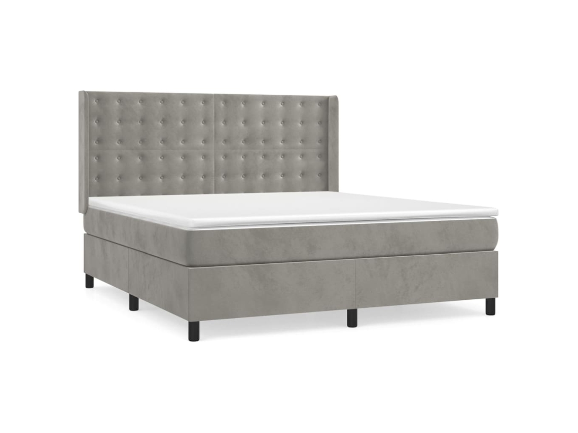 Maison Exclusive - Cama Box Spring Con Colchón Terciopelo Gris Claro 180x200 Cm
