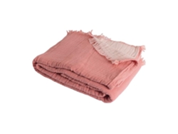 Manta Plaid 100% Algodón Rosa Salmón Con Flecos 180x220cm Bitald