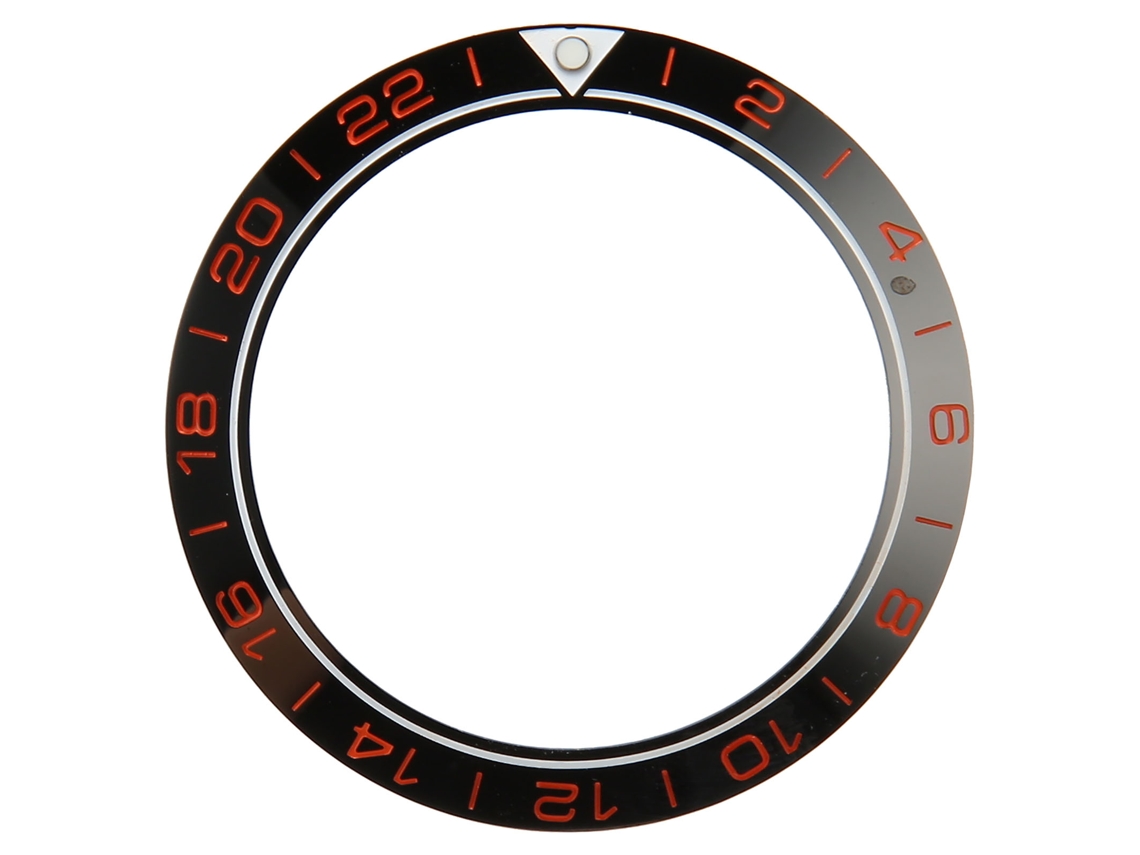 Inserto De Cerámica De 41,5 Mm Para Anillo De Repuesto De Reloj Con Dígitos Rojos Y Base Negra.
