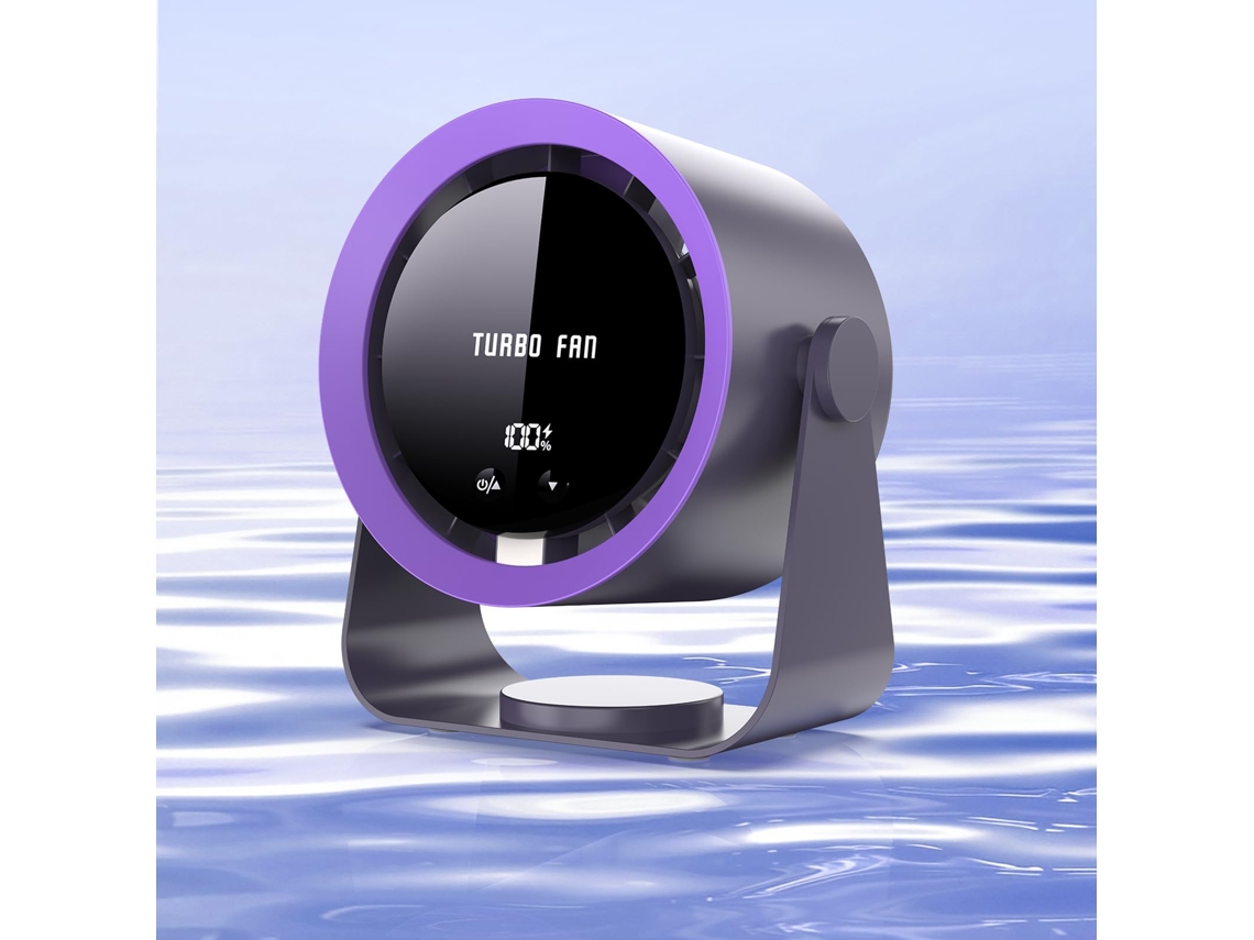 Ventilador De Sobremesa Recargable Por Usb Con Pantalla Digital, 5 Velocidades Ultrasilenciosas Y Ángulo De Inclinación De 90°.