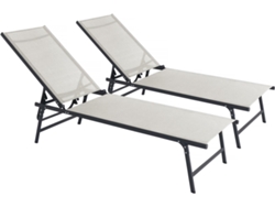Juego de 2 tumbonas metálicas Sublima 180 x 54 x 104 cm beige Habitat Et Jardin