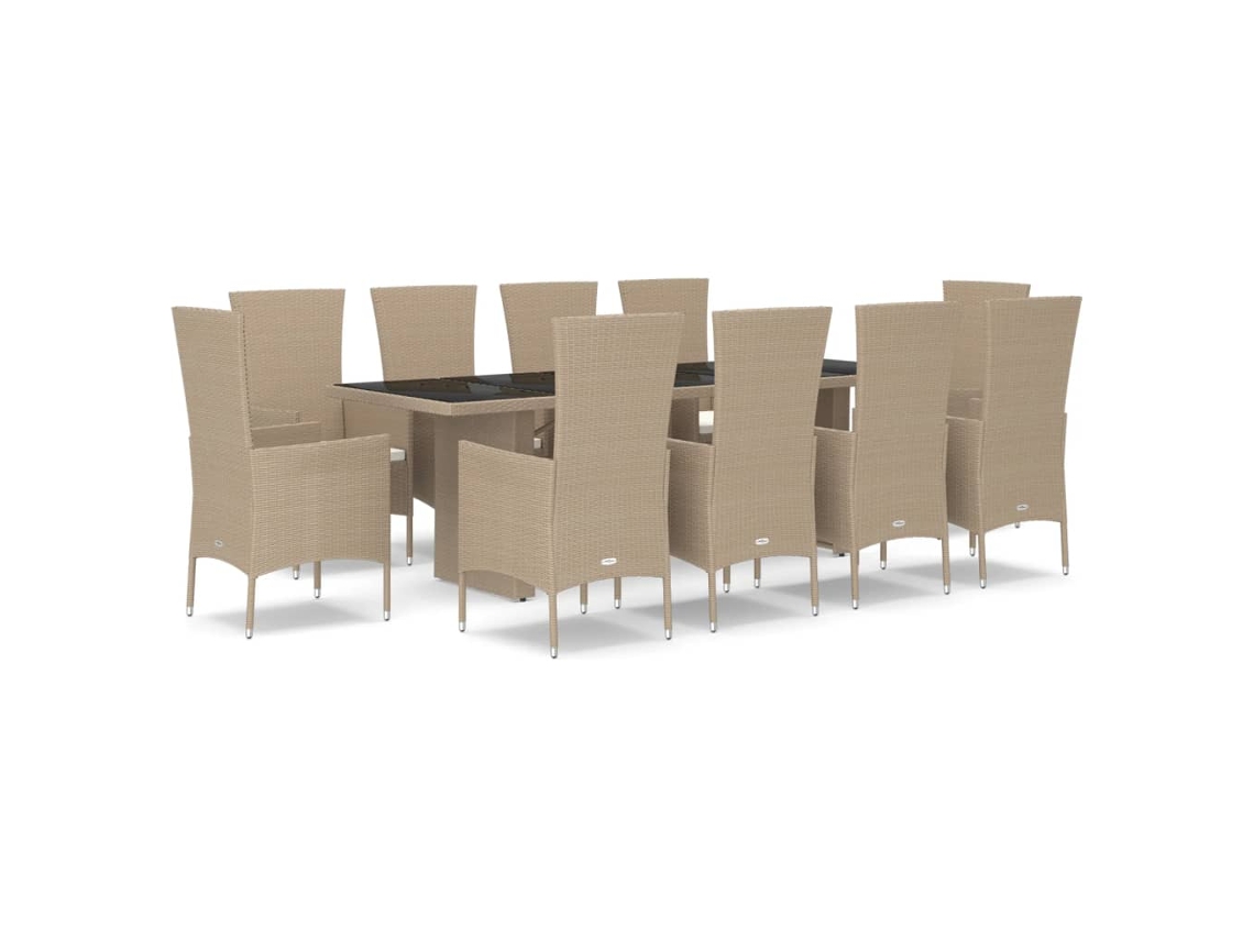 Maison Exclusive - Set Comedor De Jardín 11 Pzas Con Cojines Ratán Sintético Beige