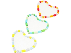 Juego de 3 posavasos de vidrio con forma de corazón, resistentes al calor y con aislamiento térmico, CHABERLU