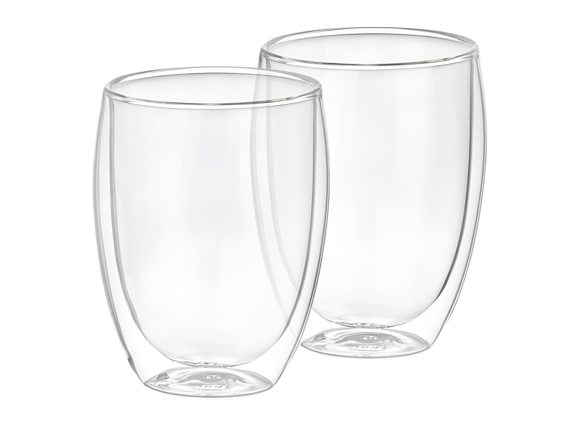 Juego de 2 vasos CHEFFINGER de 350 ml de doble pared en vidrio de borosilicato transparente