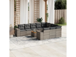 Conjunto de sofás de jardín de 11 piezas DKD Home Decor con cojines de mimbre gris