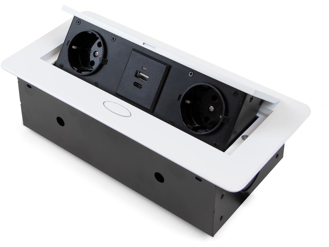 Regleta EMUCA 2 Enchufes EU + 1 USB Tipo A + 1 USB Tipo C, 265 x 120 mm