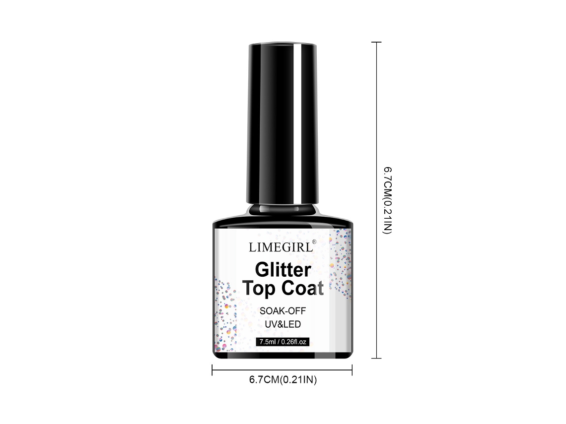 Gel de color para uñas, ideal para manicuras, capa superior de gel funcional con purpurina.