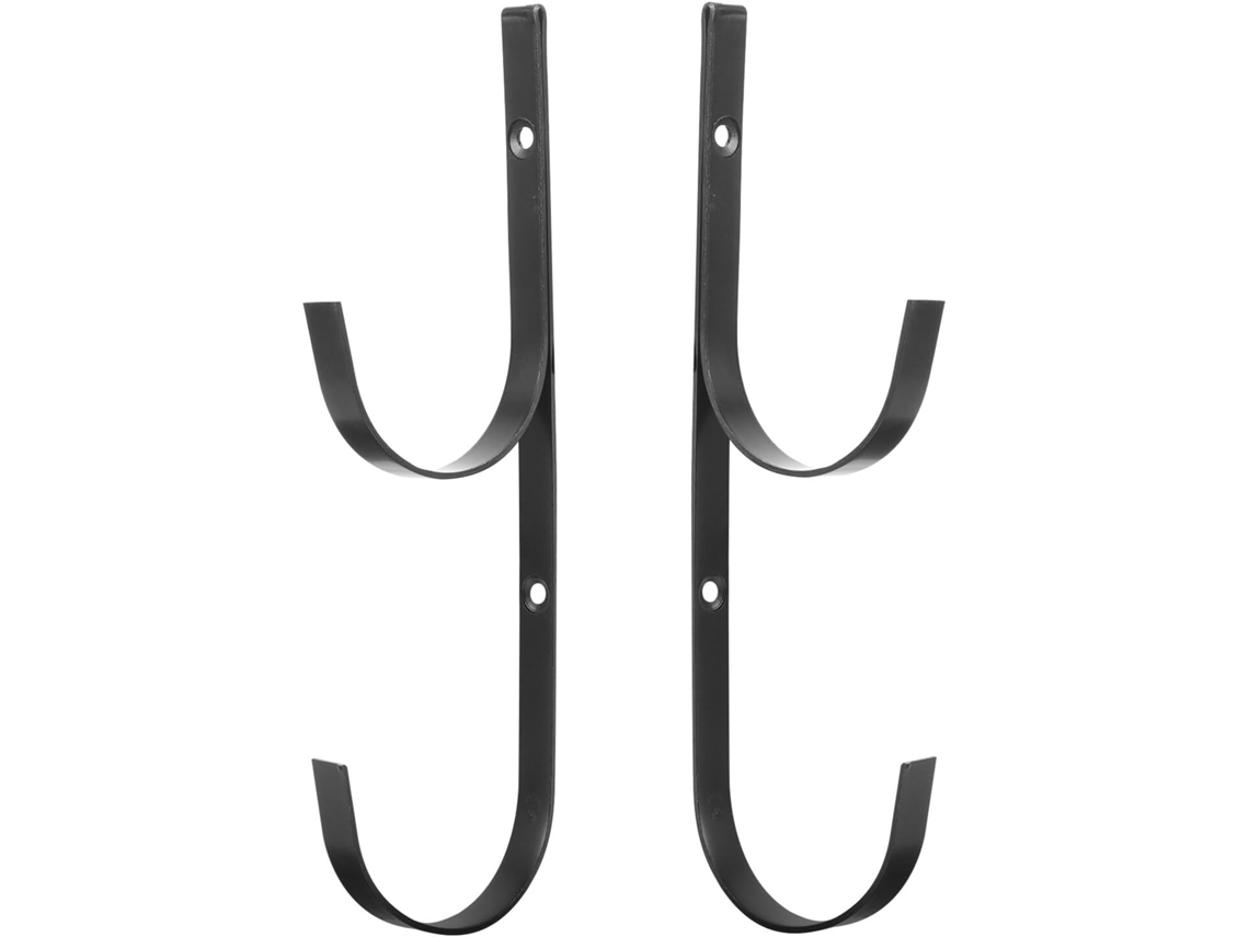 Juego 2 Ganchos Dobles Hierro Negro Equipos Piscina Soporte Resistente Toallas Trajes Almacenamiento