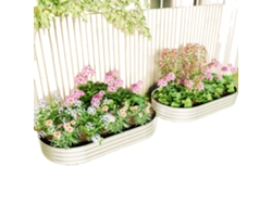 Jardinera elevada de metal, de acero galvanizado, altura ajustable, resistente a la intemperie, drenaje óptimo, apta para hortalizas y flores.