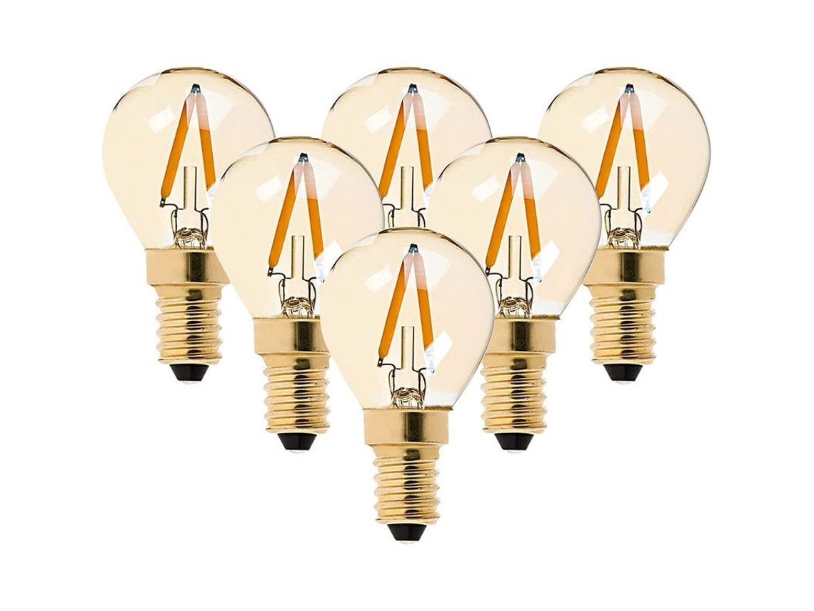Bombilla Led De Filamento G40 Mini De 1w, Blanco Ultracálido 2200k, Equivalente A 10w, Base E14, Paquete De 6, Clase A++.