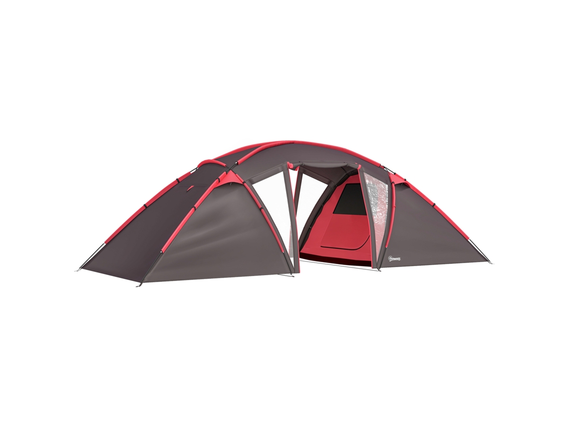 Camping Túnel para 4-6 personas, 3 habitaciones, Gris