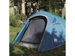 Tienda de campaña tipo túnel impermeable azul para 3 personas.