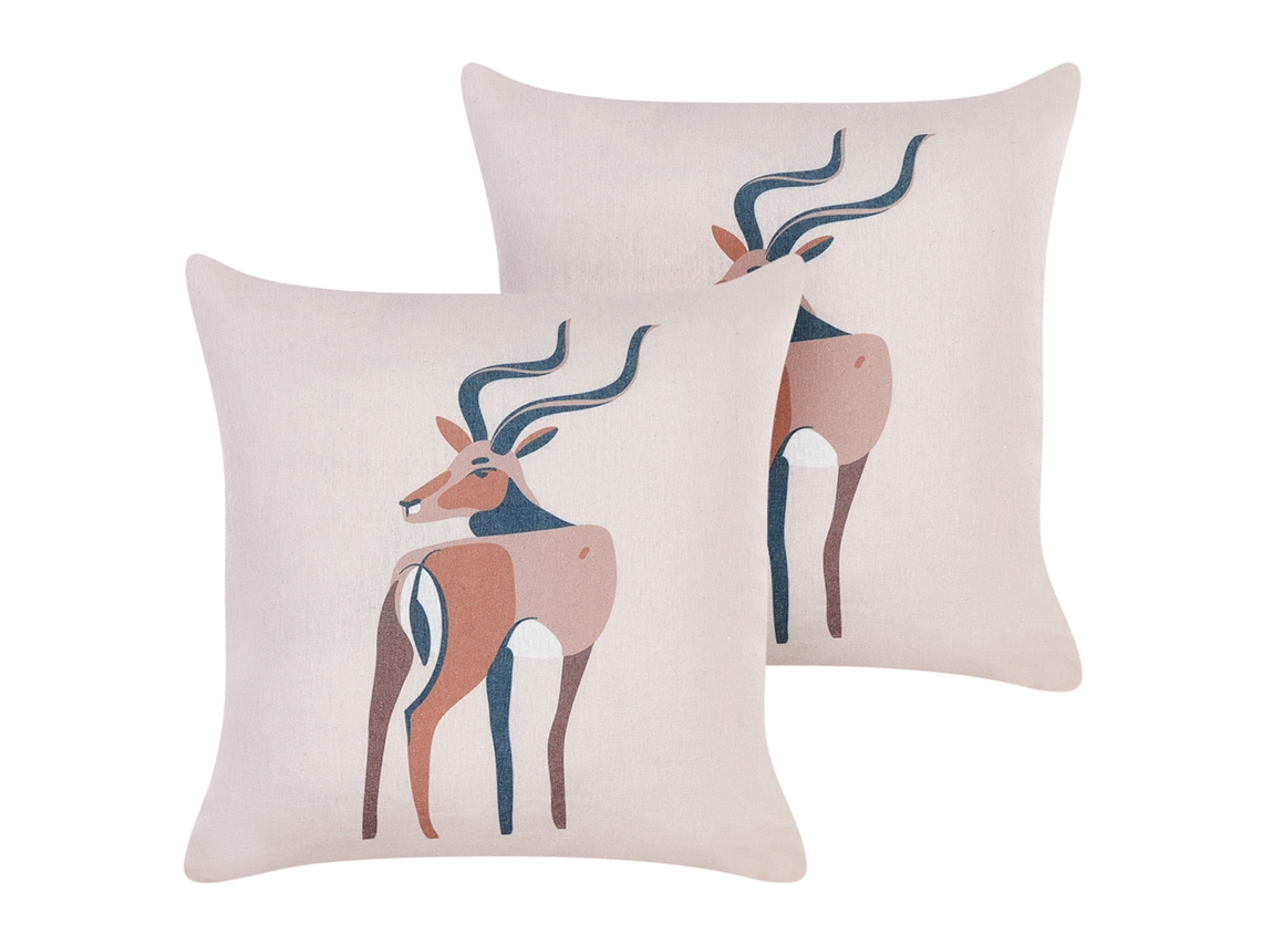 Juego de cojines decorativos BELIANI Abal de Poliéster Beige 45x45x10