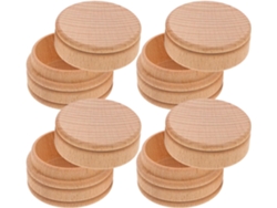Joyero Redondo Madera 4 Piezas Compartimentos Anillos Pendientes Elegante Organizador Collares Accesorios Haya