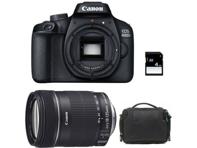 Kit Cámara Réflex CANON EOS 4000D + 18-135 IS + Bolsa + SD 4Go