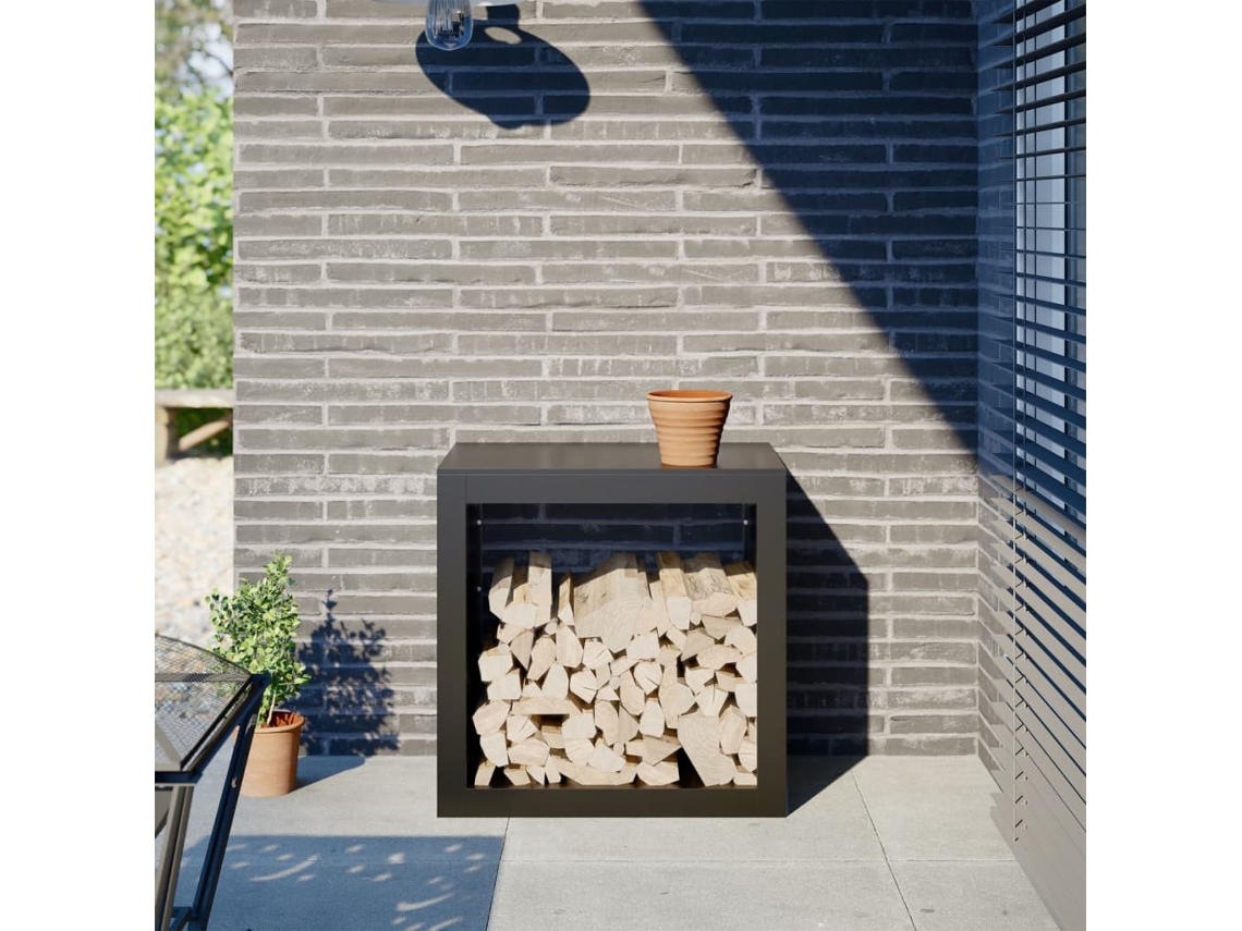 Estante para leña | Leñero 60x40x60 cm Acero Negro Wsd826576 Lovely Home