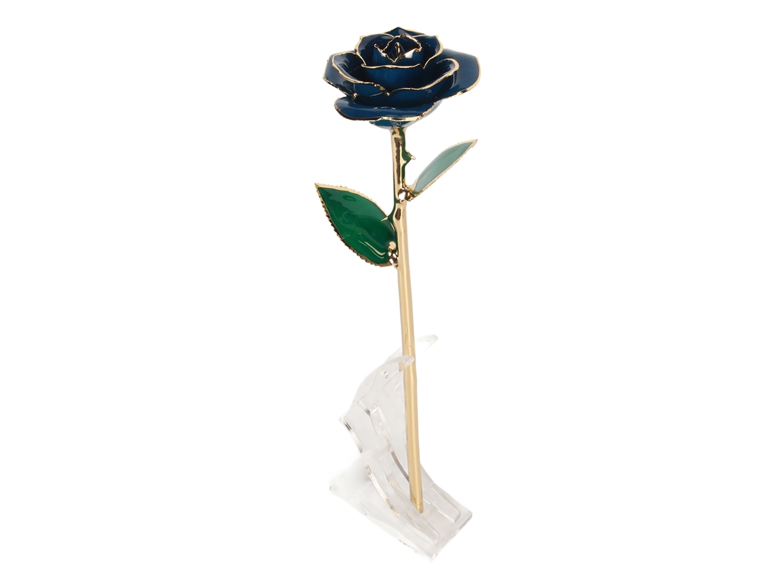 Decoración de base en oro rosa real para bodas y aniversarios, azul oscuro.
