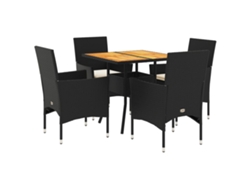 Maison Exclusive - Set De Comedor Jardín 5 Pzas Con Cojines Ratán Pe Acacia Negro