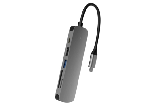 Estación de acoplamiento de concentrador USB C 6 en 1 con puerto USB 3.0 Puerto USB-C/Pd 4K Hdmi Y lector de tarjetas Sd/Tf Adaptador USB C negro