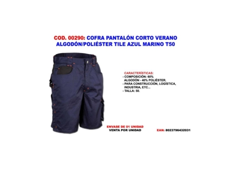 Cofra pantalon corto verano algodon-pol. tile azul mar. t50