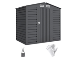 Caseta Metálica De 190x131x188cm Con Puerta De Ventilación Para Guardar Herramientas, Color Gris.