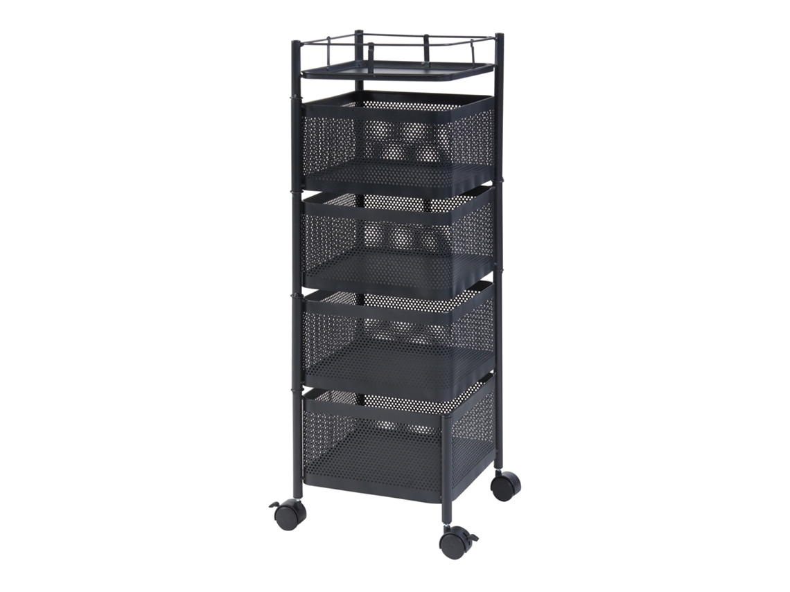 Carrito de cocina Sunndal con 4 cestas acero 80x27x27cm - Negro [EN.CASA]