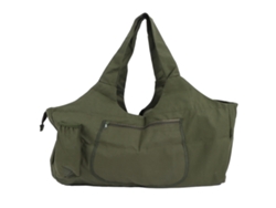 Bolsa de yoga portátil extragrande de color verde militar para fitness, viajes y uso al aire libre con bolsillos externos.
