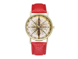 Reloj De Pulsera De Cuarzo De Cuero Para Mujer (rojo)