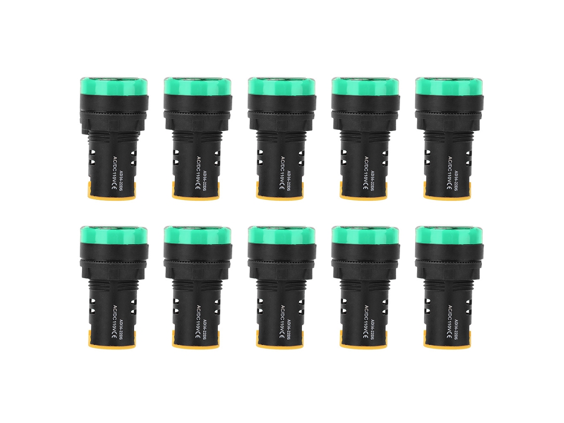 10 Unidades De Lámparas Indicadoras Led Ad16-22d/s De 22 Mm Y 110 V Con Carcasa De Policarbonato Ignífugo