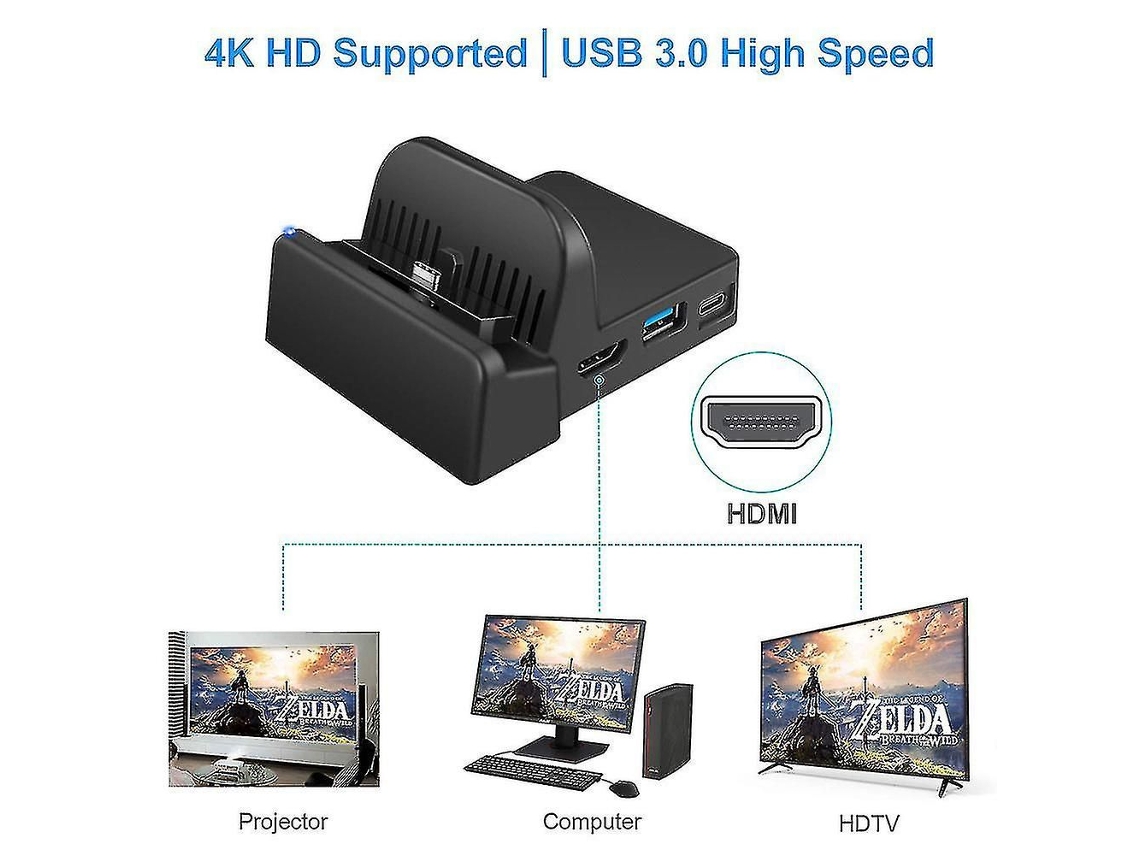Base De Conexión Para Nintendo Switch, Estación De Acoplamiento Portátil Para Nintendo Switch Tv, Reemplazo Para La Base De Conexión Oficial De Nintendo Switch.