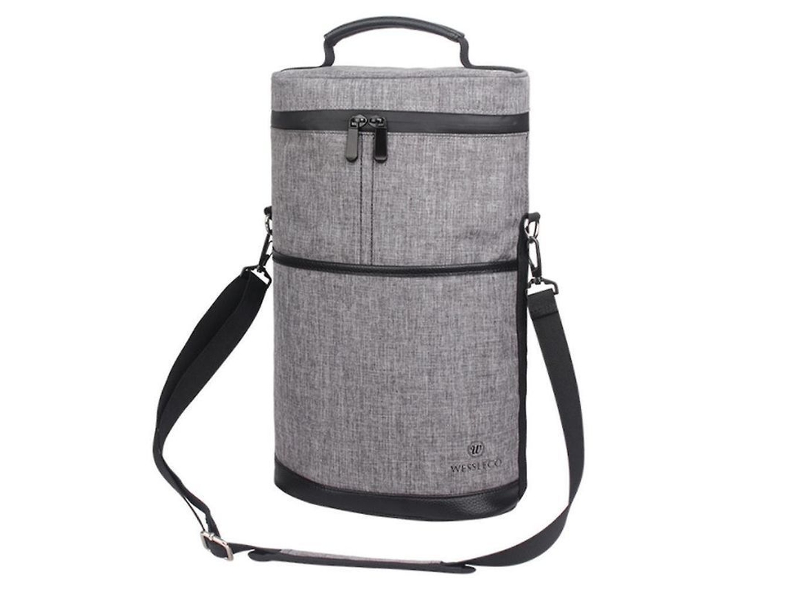 2026da-bolso Isolado Para Vinos Impermeable Con Correa Ajustable Y Divisorio Acolchado 2 Botellas Gris