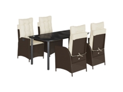 Maison Exclusive - Set Comedor De Jardín 5 Piezas Y Cojines Ratán Sintético Marrón