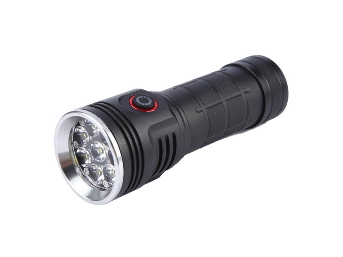 Linterna recargable de alto brillo con 8 LED y 3100 lúmenes (negra)