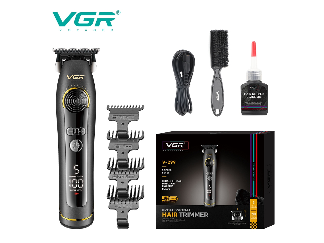Cortapelos Eléctrico (negro) De 5 Velocidades Con Pantalla Digital Y Grabado Para Cortes De Pelo Pompadour De Alta Velocidad.