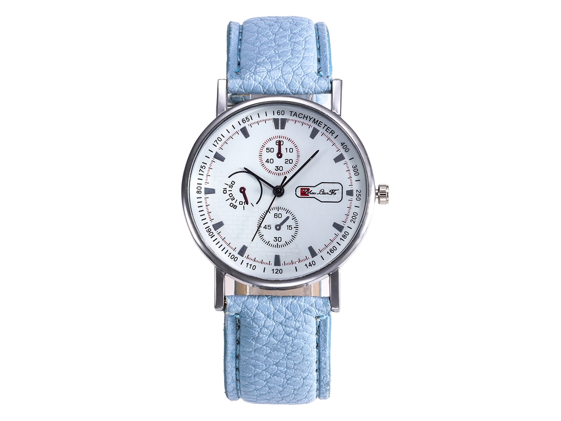 Reloj De Pulsera De Cuarzo Zhoulianfa Con Correa De Pu Para Hombre Y Mujer Casual Fashion (azul Claro)
