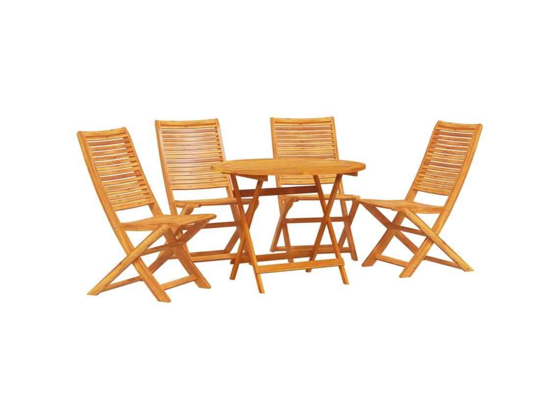 Juego de comedor de jardín vidaXL de 5 piezas en madera maciza de acacia